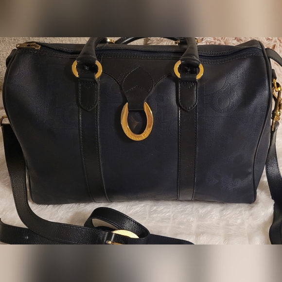 Handbags - Christian Dior Navy Monogram Leather & PVC Travel Boston Bag EUC